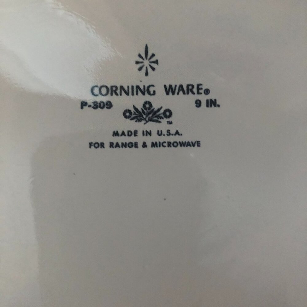 Cornflower Blue Corning Ware White 9 Inch Pie Plate Baking Dish P309 Vintage - Picture 2 of 4